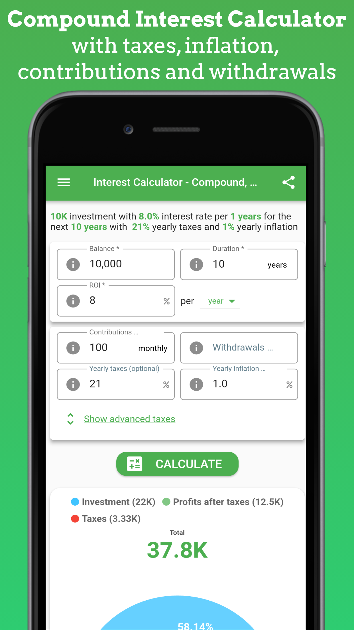 Compound Interest Calculator Screenshot 1 - App main