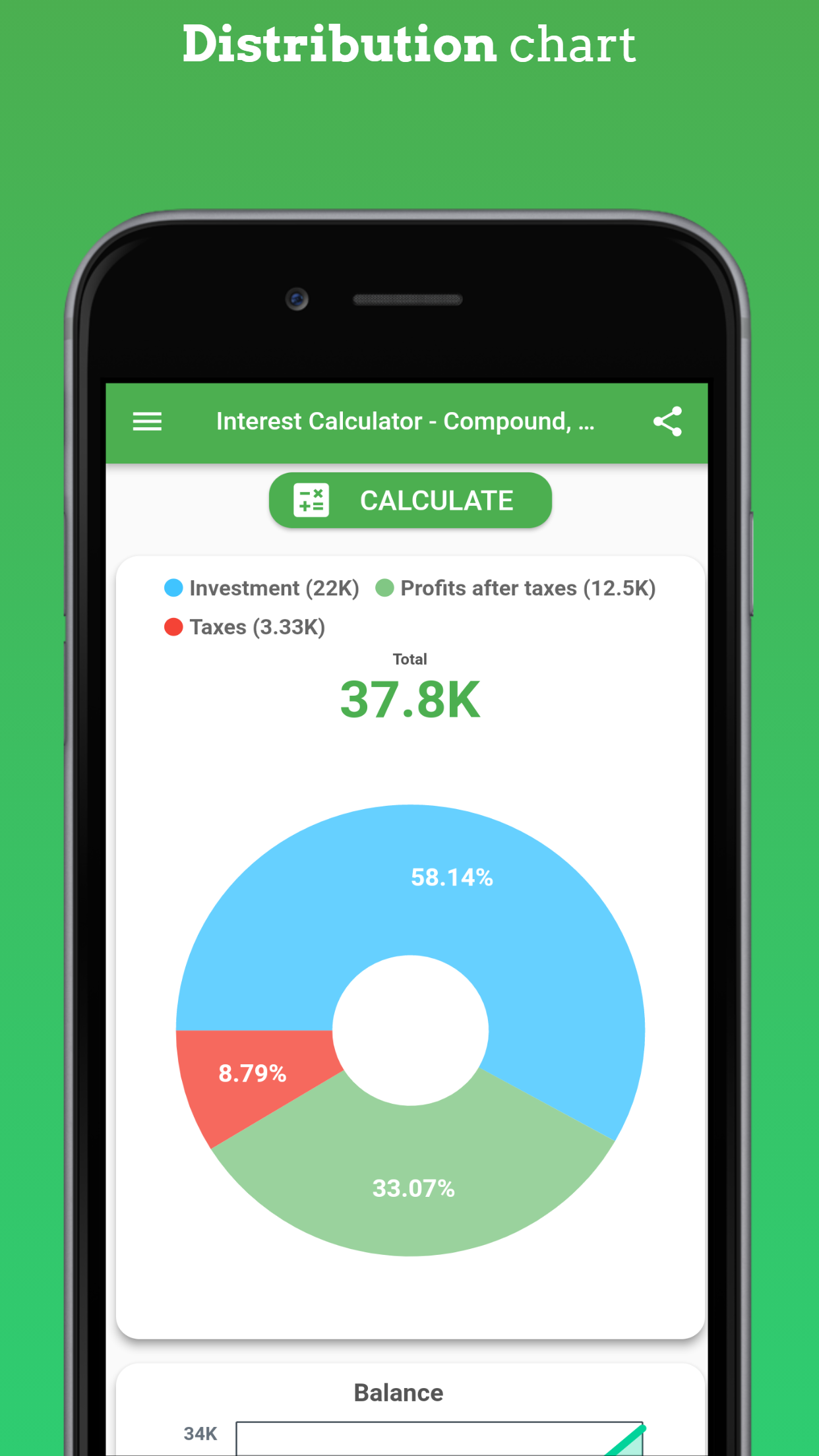 Compound Interest Calculator Screenshot 2 - Pie chart