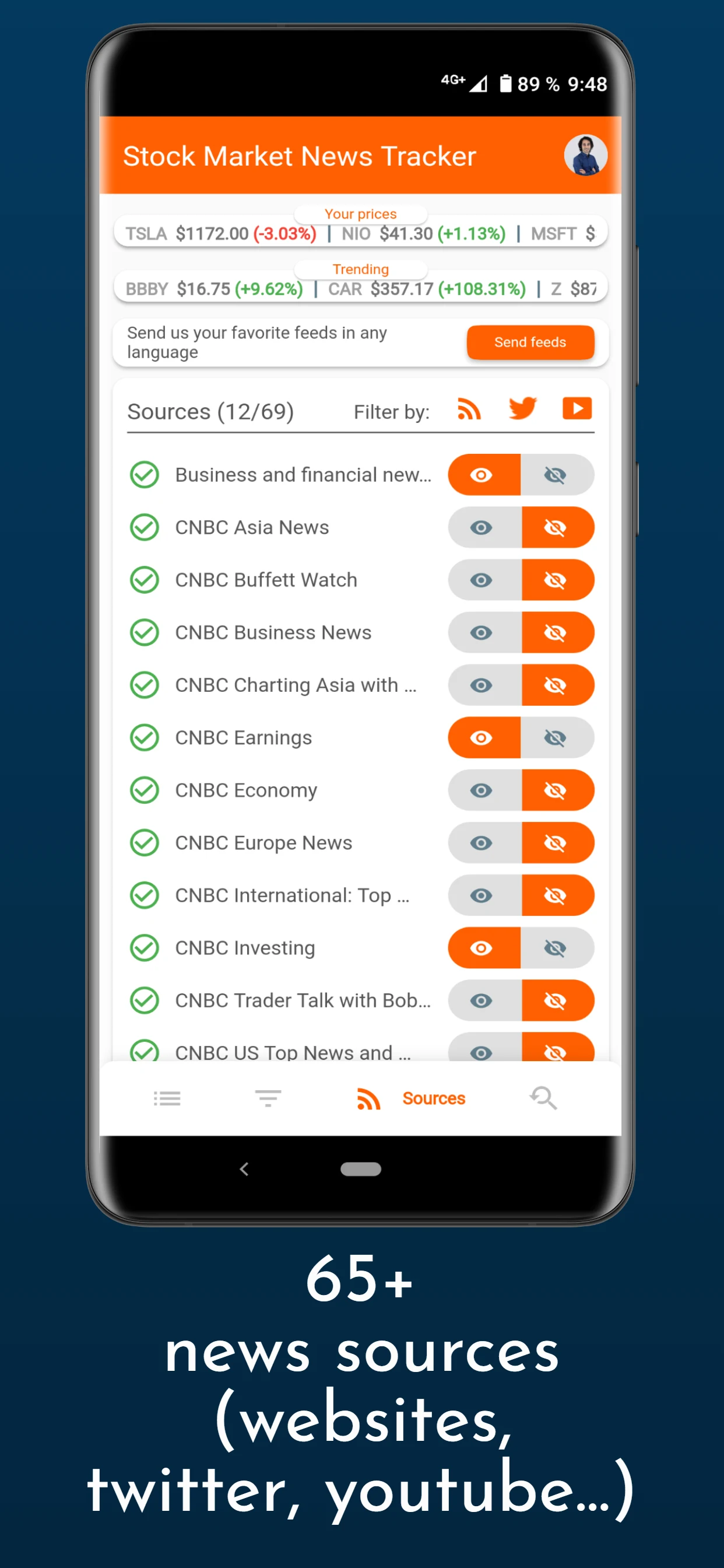 Stock Market News & Alerts Screenshot 4 - Multiple news sources